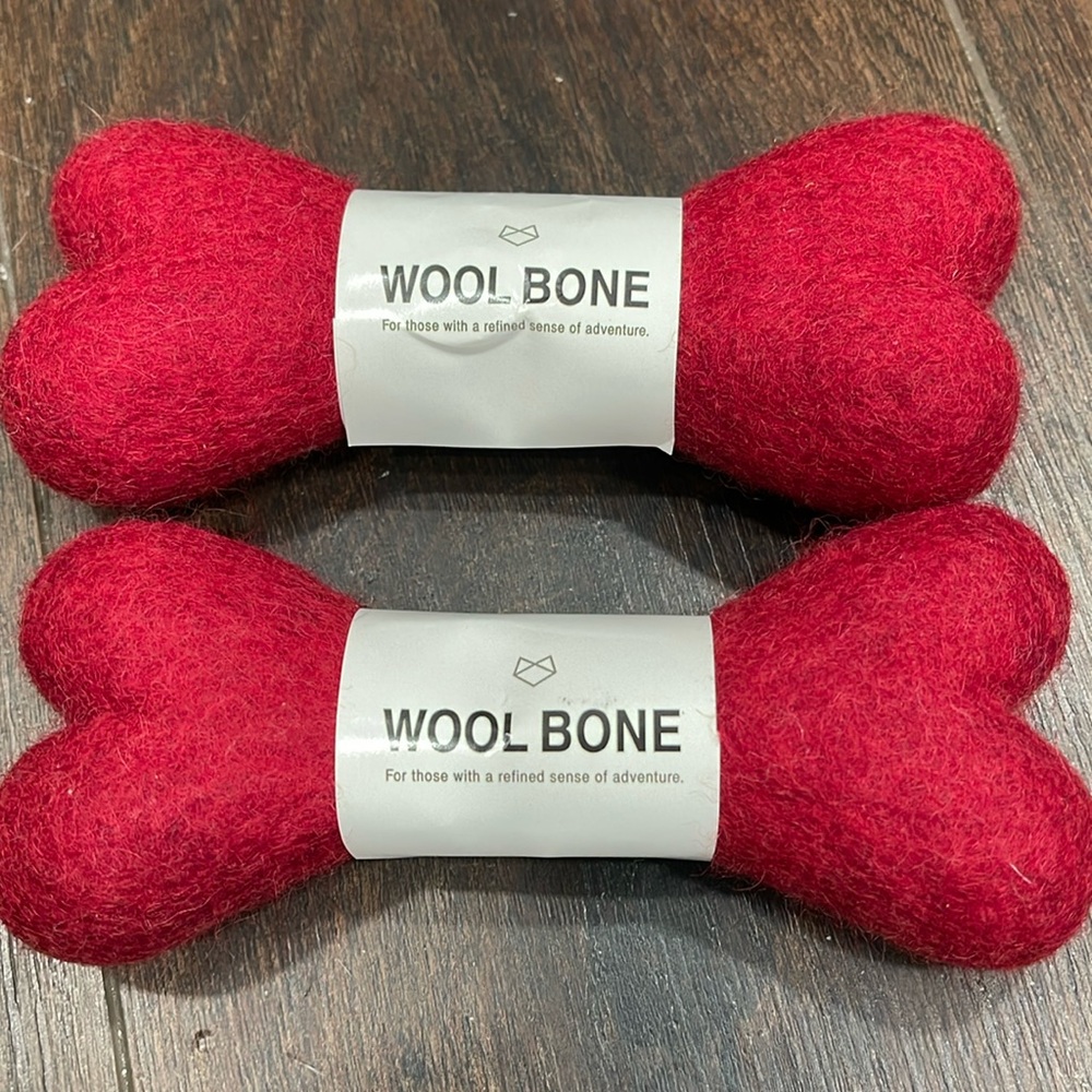 NWT Wool Bone Red Dog Toy Modernbeast Lot of 2 - Small Red **Benefits Animals**